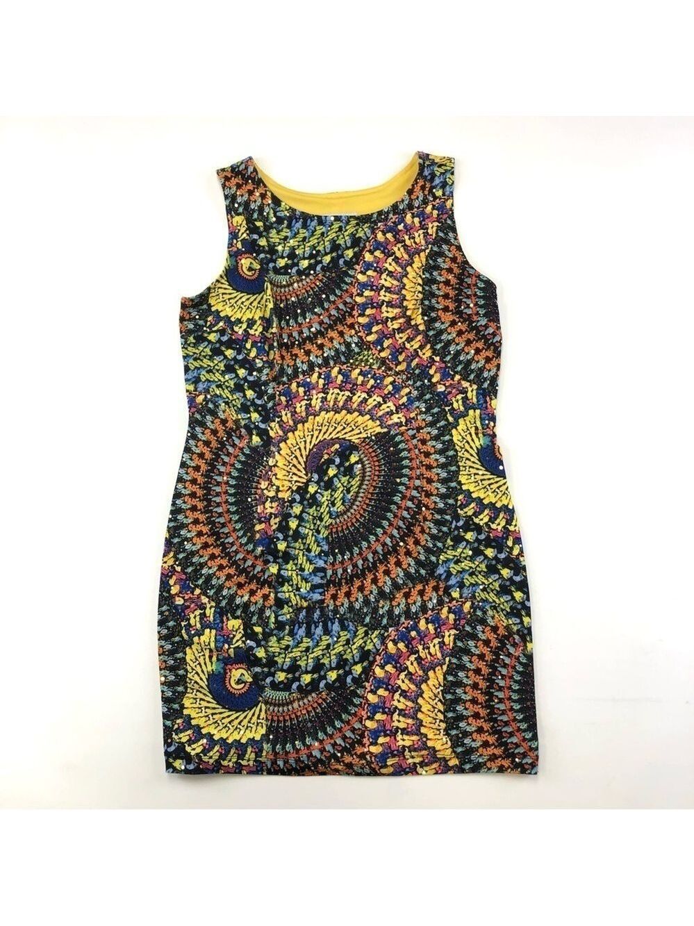 Joseph Ribkoff graphic bright print sleeveless sparkle dress Size 10Petite
